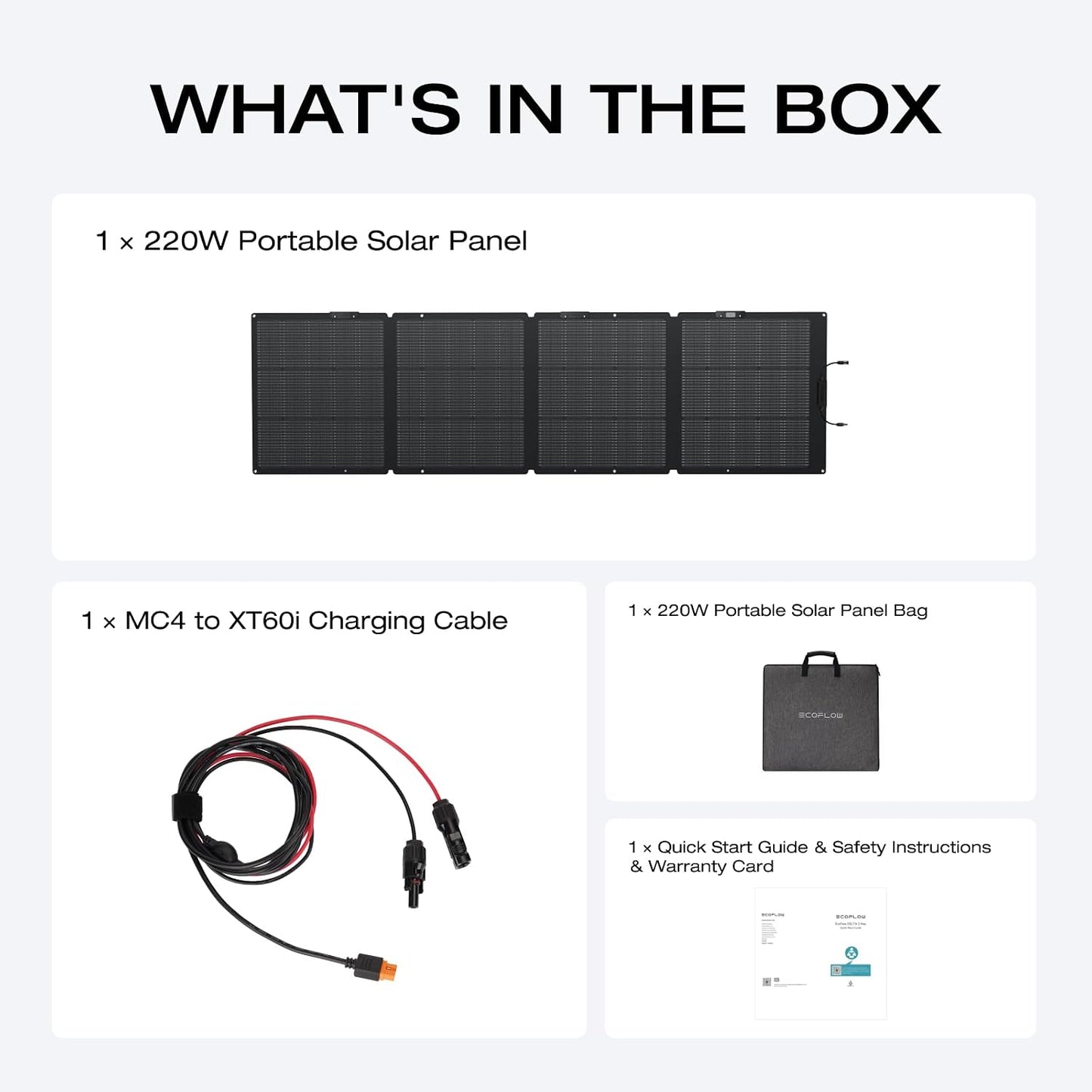 EF ECOFLOW 220 Watt Portable Solar Panel, IP68 Waterproof | 25% High Conversion Efficiency N-Type Solar Cell, Nextgen Foldable Solar Panel with Adjustable Kickstand for Camping RV