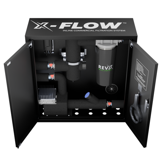 RevX X-FLOW filtration and UV-C cabinet with doors open