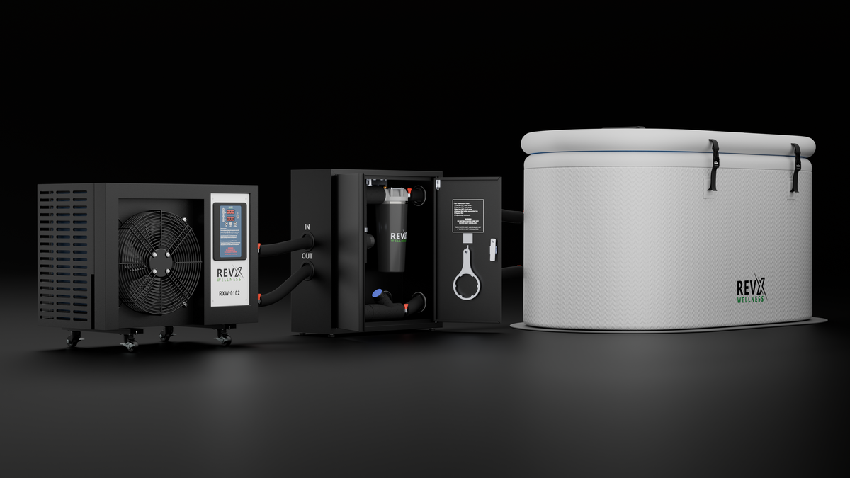 RevX X-FLOW cabinet, chiller and tub side by side
