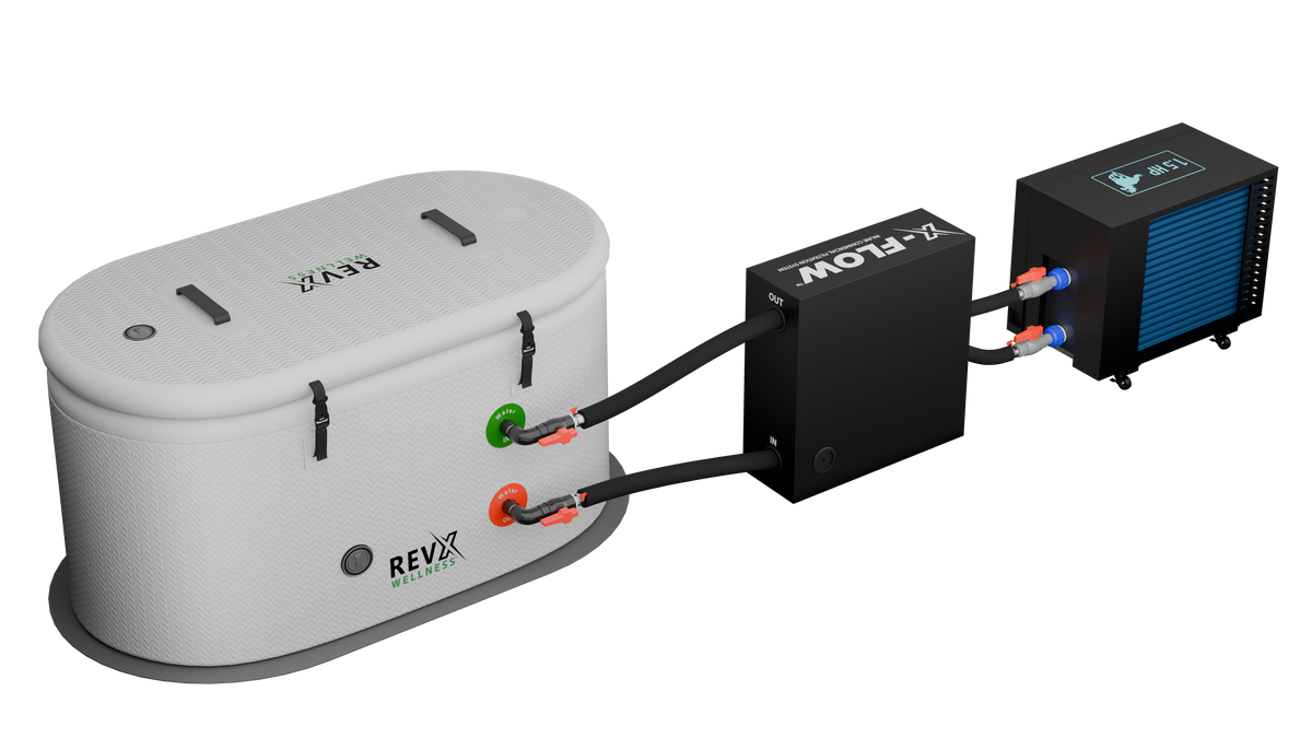 RevX X-FLOW system connected to an X Tub cold plunge