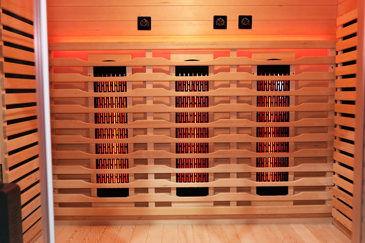 Blisspod Venetian RED sauna back wall heaters