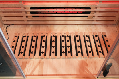 Blisspod Venetian RED sauna floor heater close-up