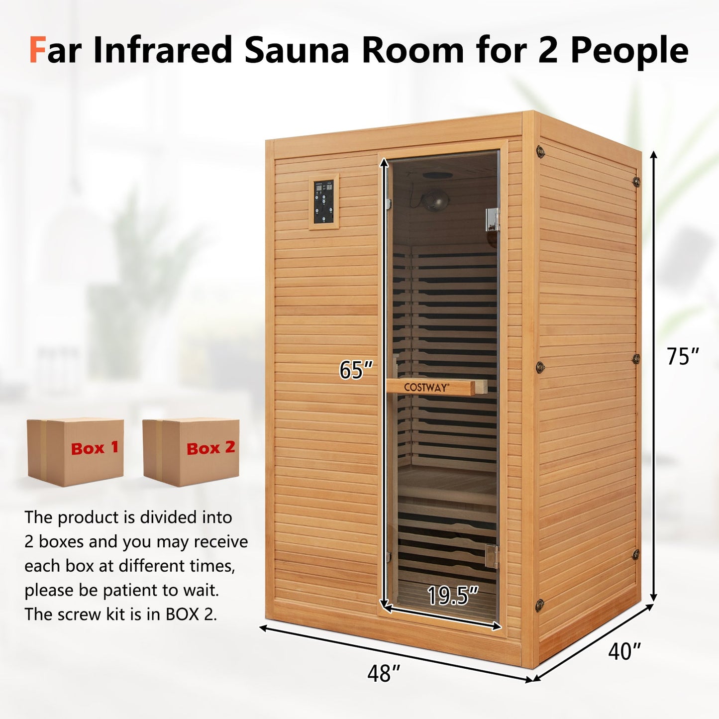 2026 New 2 People Far Infrared Wooden Sauna Room with Free Red Light Therapy for Home