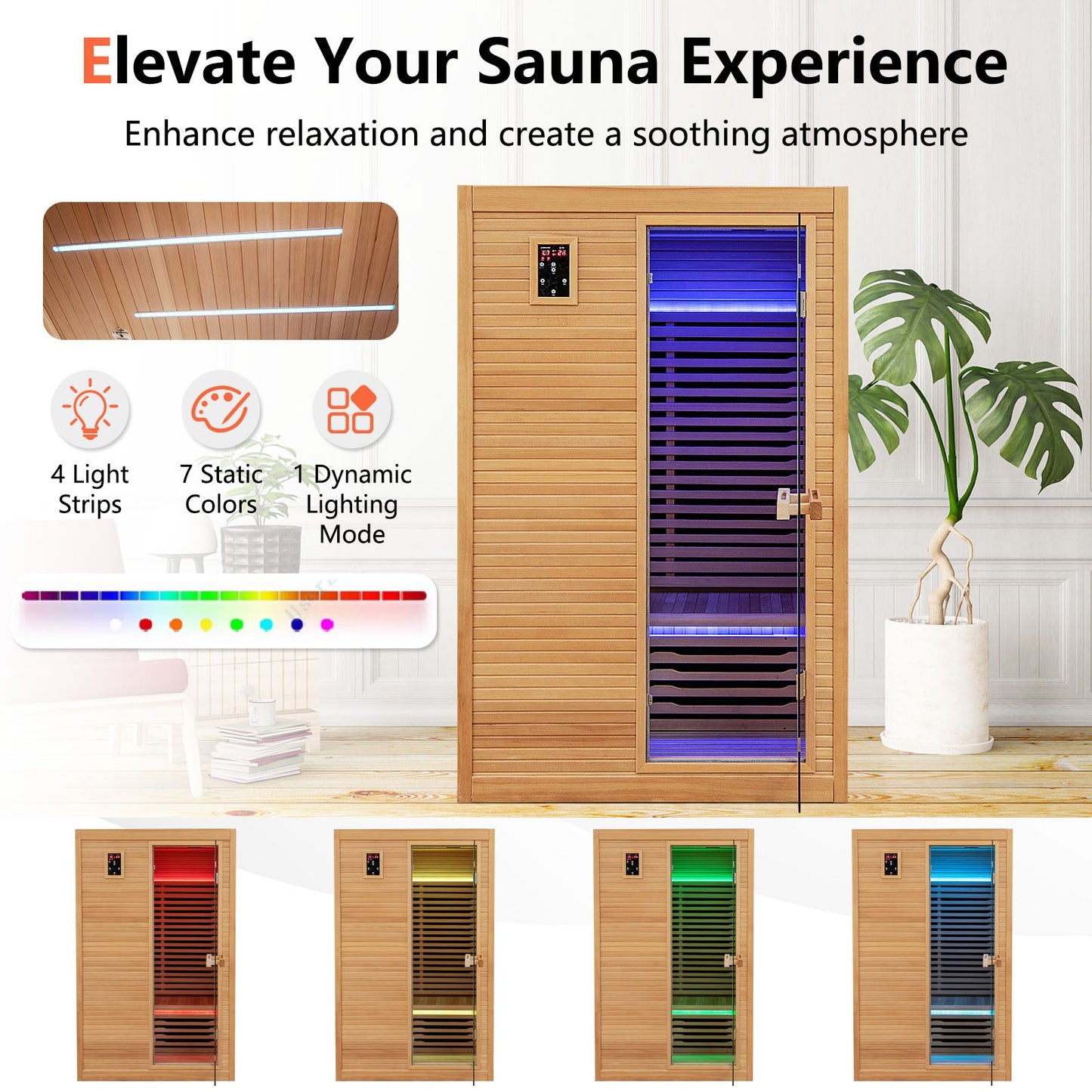 2026 New 2 People Far Infrared Wooden Sauna Room with Free Red Light Therapy for Home