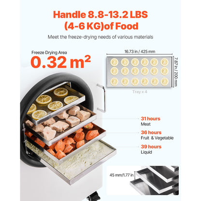 Vacuum Freeze Dryer 4-Layer Fruit Vegetable Freeze Drying Machine W/ Pump White