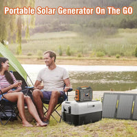 300-Watt Portable Solar Generator W/ Foldable 60-Watt Monocrystalline Solar Panel and 280Wh for Camping, RV, Outdoor Use