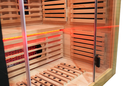 Blisspod Venetian RED sauna floor heater and bench