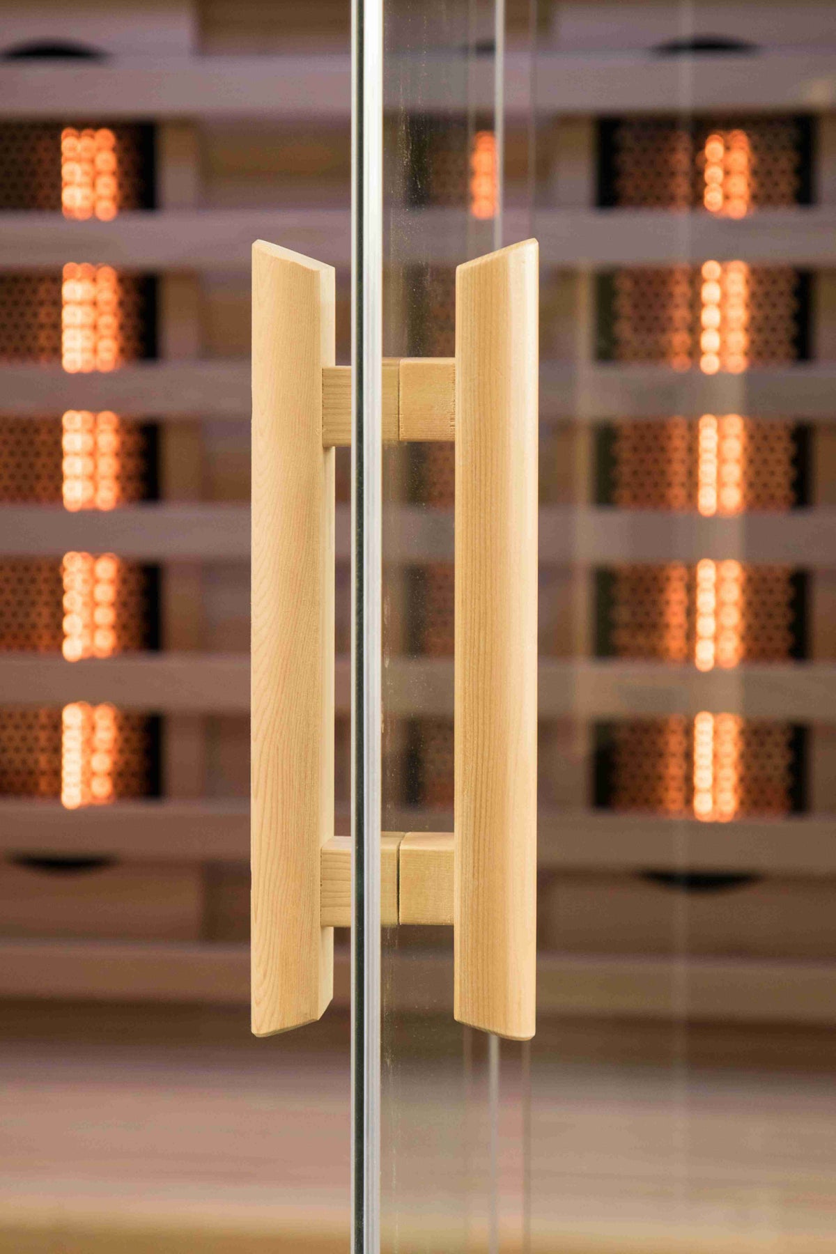 NiceBeam infrared sauna tempered glass door and handles