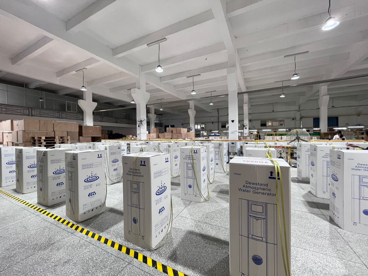 DewStand atmospheric water generator inventory in the warehouse