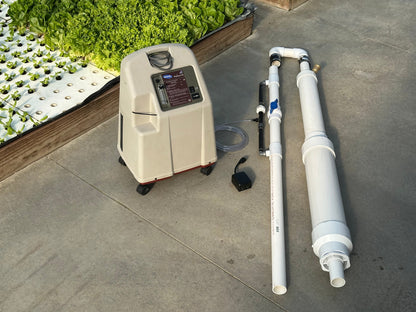 Oxygen concentrator with AirCone in a lettuce greenhouse