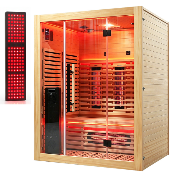 Blisspod Venetian RED 3-person sauna with separate red light panel