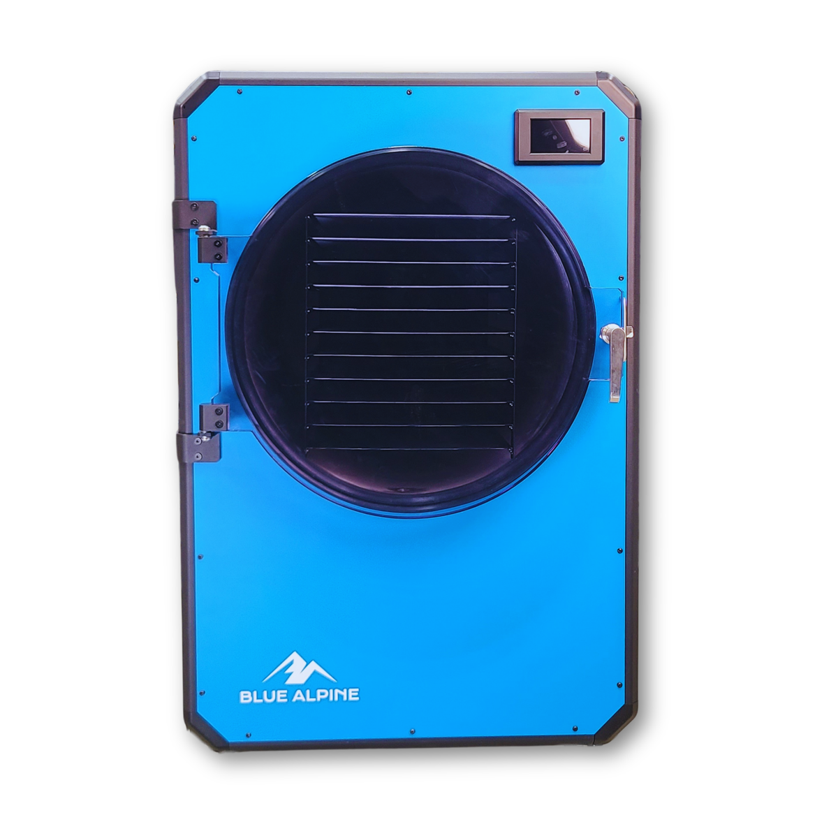Blue Alpine XL commercial freeze dryer in blue, front view