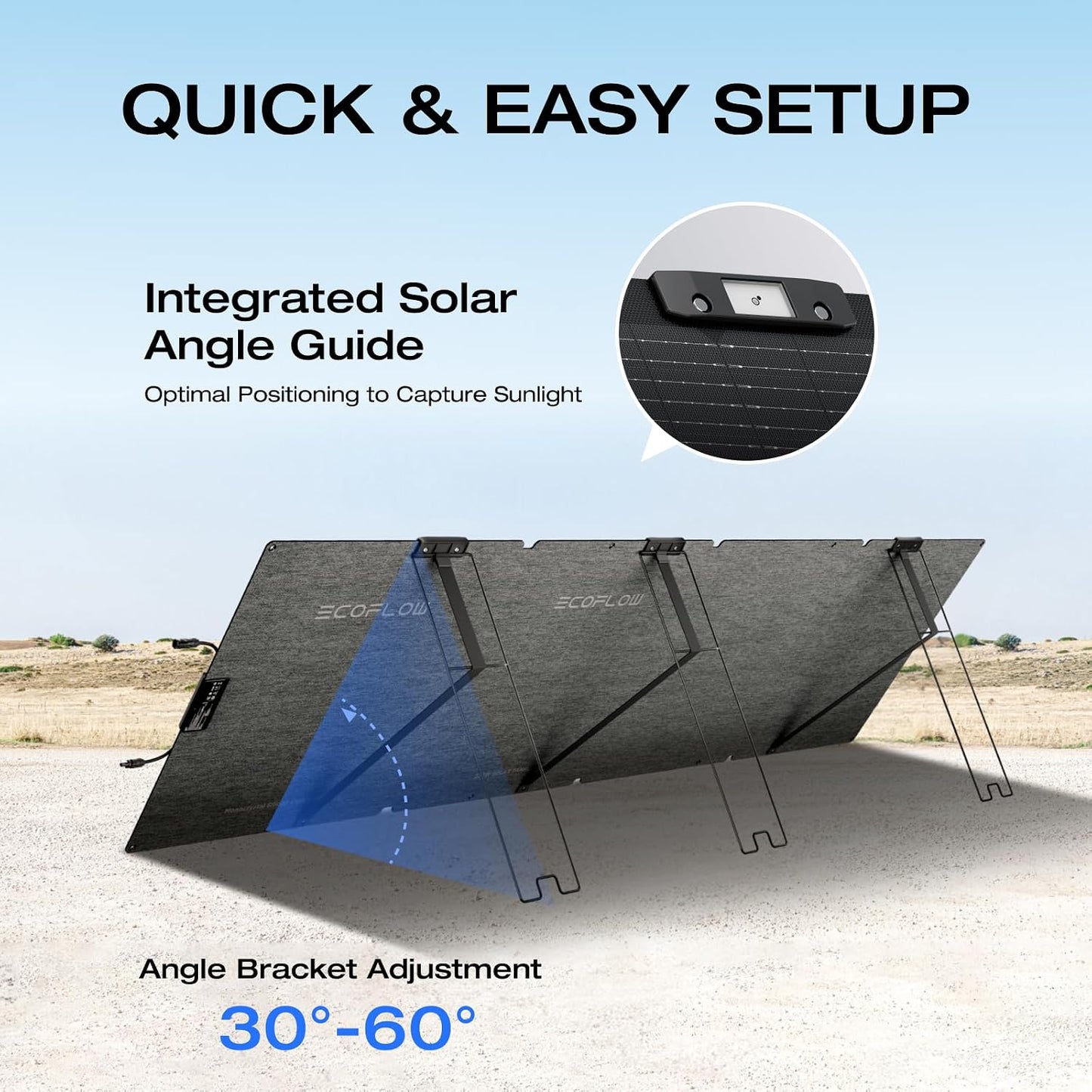 EF ECOFLOW 220 Watt Portable Solar Panel, IP68 Waterproof | 25% High Conversion Efficiency N-Type Solar Cell, Nextgen Foldable Solar Panel with Adjustable Kickstand for Camping RV