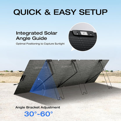 EF ECOFLOW 220 Watt Portable Solar Panel, IP68 Waterproof | 25% High Conversion Efficiency N-Type Solar Cell, Nextgen Foldable Solar Panel with Adjustable Kickstand for Camping RV
