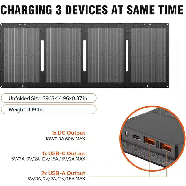 Portable Solar Generator Designed for Off-Grid Independence, 300W Output, 60W Solar Panel, 280Wh Capacity