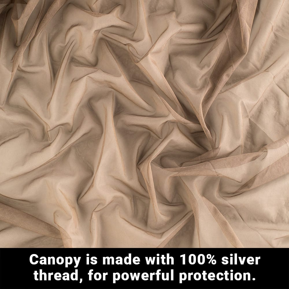 SYB Faraday canopy silver thread fabric close-up
