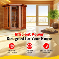 Hudson Bay 3-Person Cedar Corner Infrared Sauna with 7 Carbon Heaters