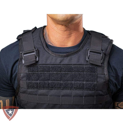 Citizen Armor SHTF vest shoulder straps and MOLLE front panel close-up