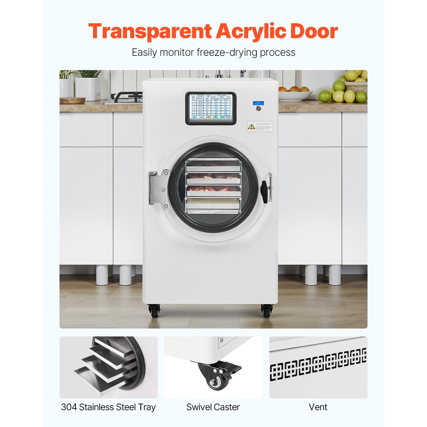 Vacuum Freeze Dryer 4-Layer Fruit Vegetable Freeze Drying Machine W/ Pump White