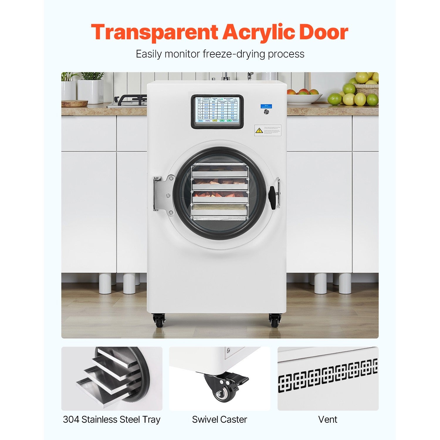 Vacuum Freeze Dryer 4-Layer Fruit Vegetable Freeze Drying Machine W/ Pump White