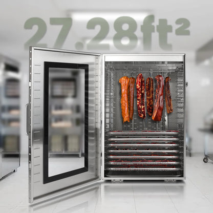 Commercial Food-Dehydrator Machine 16 Trays, 27.28Ft² Industrial-Dehydrator Large Capacity, 70ºf-190ºf Commercial Food-Dryer Machine, 1500W Meat Dryer for Fruit