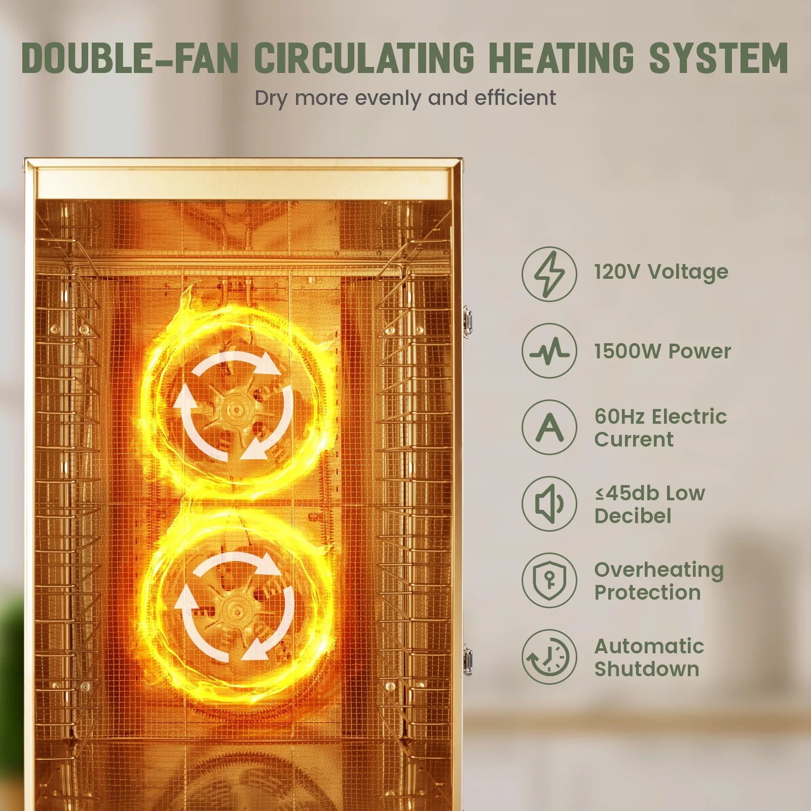 Commercial Food-Dehydrator Machine 16 Trays, 27.28Ft² Industrial-Dehydrator Large Capacity, 70ºf-190ºf Commercial Food-Dryer Machine, 1500W Meat Dryer for Fruit