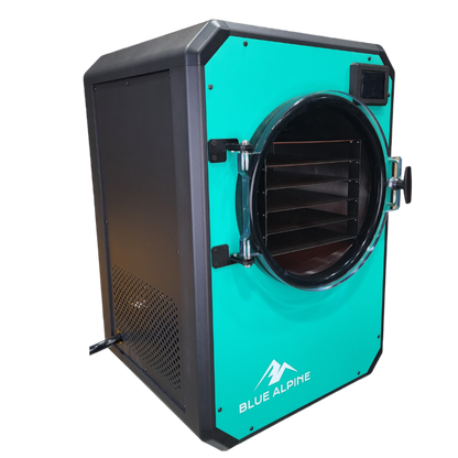 Blue Alpine Medium Elite freeze dryer in teal, angled view