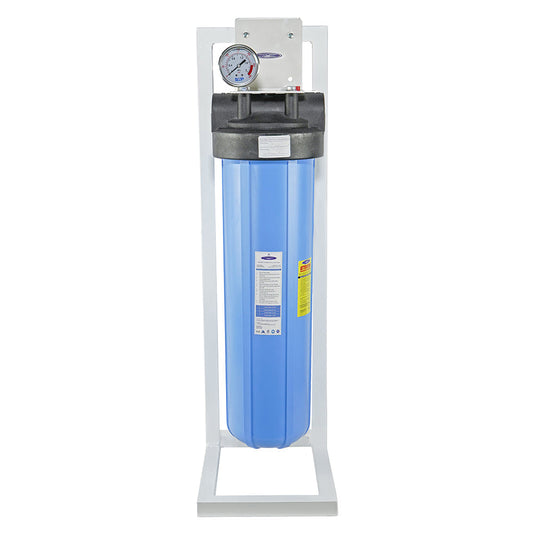 Crystal Quest Big Blue SMART whole house filter, single housing on stand
